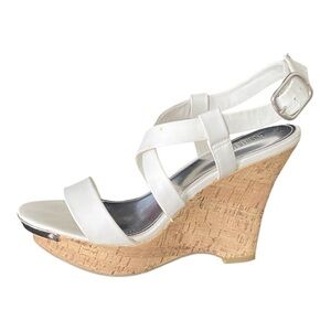 Jennifer Lopez Off-White Wedge Sandals